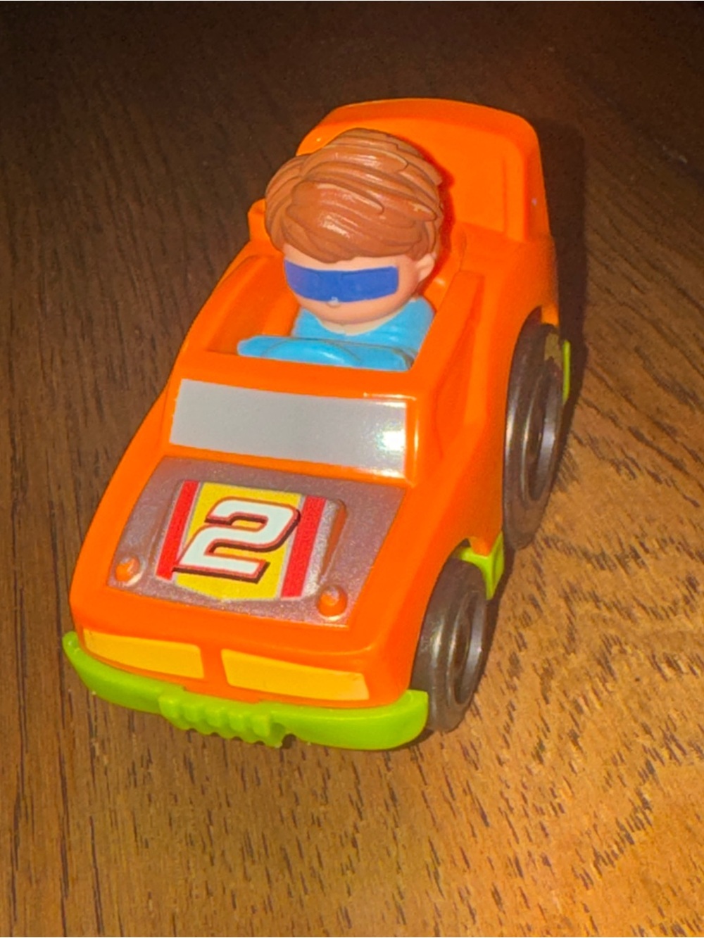 Orange Kids Race Car Toy with Driver -little people fisher price